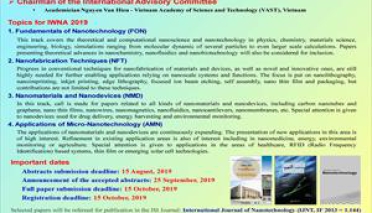 HỘI NGHỊ QUỐC TẾ LẦN THỨ BẢY VỀ CÔNG NGHỆ NANO & ỨNG DỤNG (The 7th International Workshop on Nanotechnology and Application - IWNA 2019)