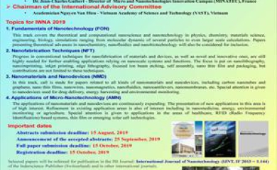 HỘI NGHỊ QUỐC TẾ LẦN THỨ BẢY VỀ CÔNG NGHỆ NANO & ỨNG DỤNG (The 7th International Workshop on Nanotechnology and Application - IWNA 2019)